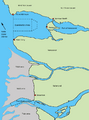Map of the coast of Vancouver British Columbia showing the locations of World War II coastal defence forts
