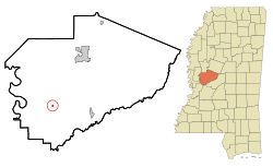 Location of Satartia, Mississippi