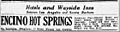 "Encino Hot Springs" Los Angeles Evening Express, September 22, 1923