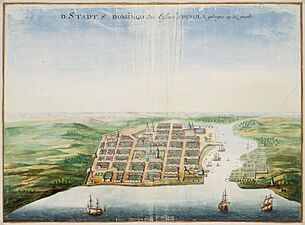 AMH-6754-NA Bird's eye view of the city of Santo Domingo