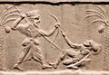 Achaemenid king killing a Greek hoplite