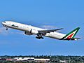 Alitalia Boeing 777-3Q8(ER) EI-WLA departing JFK Airport