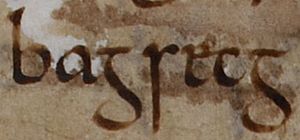 Bagsecg (British Library Cotton MS Tiberius B I, folio 131r)