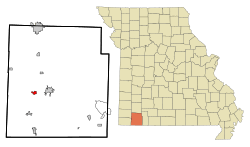 Location of Exeter, Missouri