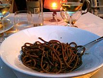 Bigoli with anchovy sauce at Ristorante Ribot, Venice