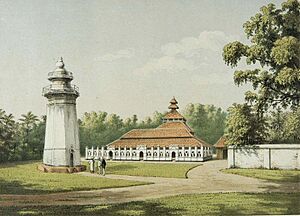 COLLECTIE TROPENMUSEUM De moskee en minaret in Karang Antu TMnr 3728-818