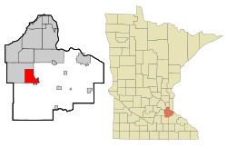 Location of the city of Farmingtonwithin Dakota County, Minnesota