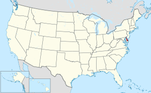 Map of the United States highlighting Delaware