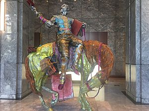 Don Quixote and Rocinante in the lobby