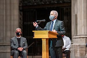 Dr. Anthony Fauci speaks at the National Cathedral for an interfaith vaccine confidence event