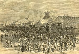 Harpers 8 11 1877 Blockade of Engines at Martinsburg W VA
