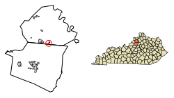 Location of Pleasureville in Henry County, Kentucky.