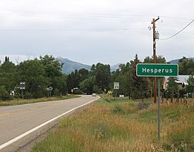 Entering Hesperus from the south on State Highway 140