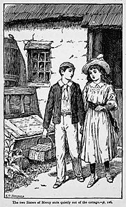 Illustrations by K. M. Skeaping for the Holiday Prize by E. D. Adams-pg-126-The two Sisters of Mercy stole quietly out of the cottage