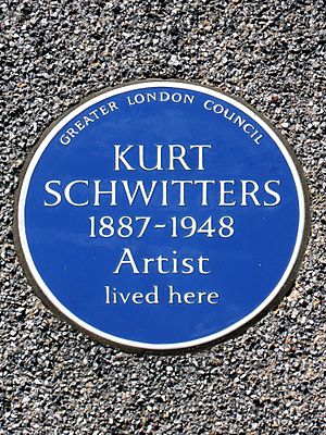 Kurt Schwitters 1887-1948 Artist lived here