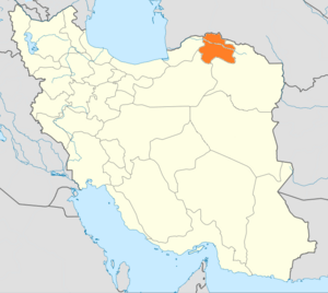 Map of Iran with North Khorasan highlighted