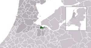 Highlighted position of Naarden in a municipal map of North Holland