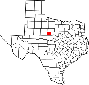 Map of Texas highlighting Callahan County
