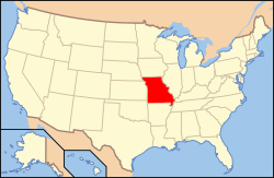 Location of Missouri in the United States