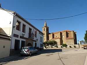 Town hall and church in Marracos