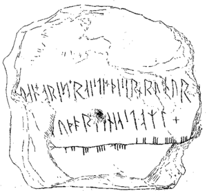 Maughold Stone with Runes and Ogham - Maughold-Stein mit Runen und Ogham, Zeichnung