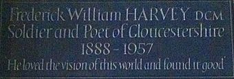 Memorial to Frederick William Harvey in Gloucester Cathedral