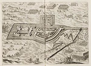 Mevrsae Obsidio - Siege of Meurs (Moers) by Maurice of Orange in 1597 - (Johannes Janssonius, 1651)