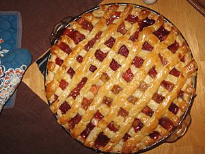 Pie capers strawberry rhubarb pie, July 2007