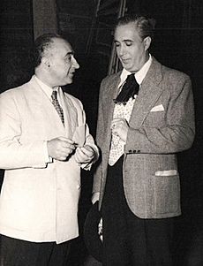 Placido Domingo (padre) with composer Federico Moreno Torroba (left) - Teatro de la Zarzuela, 1946
