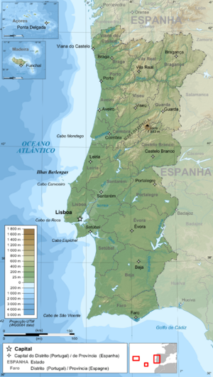 Portugal topographic map-pt