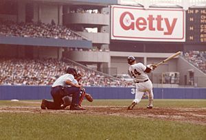 Reggie Jackson bats at Yankee Stadium