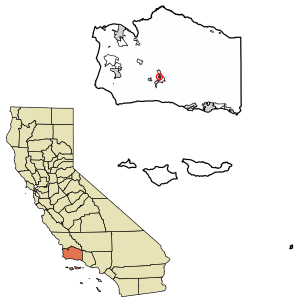 Location of Ballard in Santa Barbara County, California.
