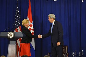 Secretary Kerry Shakes Hands With Croatian President Grabar-Kitarović (29777566021)