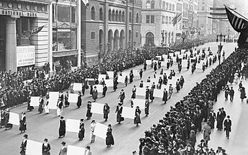 Suffragists Parade Down Fifth Avenue, 1917