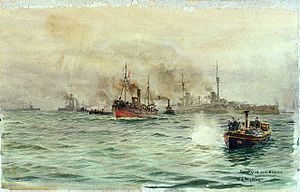 The German battleships 'Markgraf' and 'Bayern' in the Firth of Forth, November 1918 RMG PW1742
