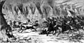 The Seventh U. S. Cavalry charging in Black Kettle's village at daylight (Battle of Washita)