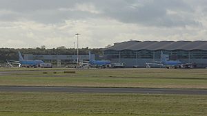 Three Thomson Airways 737-800s Parked at Doncaster Terminal