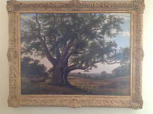 19th century oil painting of Cowthorpe Oak by unknown artist