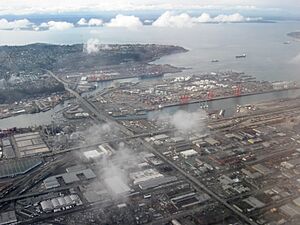 Aerial view of Harbor Island in Seattle