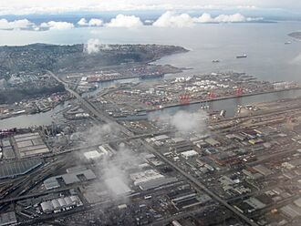 Aerial view of Harbor Island in Seattle
