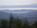 Argostoli and Lixouri from the mountains of Kefalonia