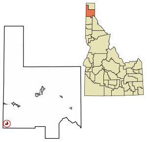 Location of Blanchard in Bonner County, Idaho.