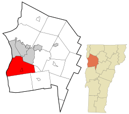 Location in Chittenden County and the state of Vermont.