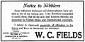 Copyright warning by W. C. Fields in Variety, 1919