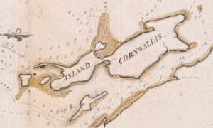 Cornwallis Island (later McNab's Island) (inset of A plan of Halifax Harbour in Nova Scotia, 1760 by R. A. Davenport)