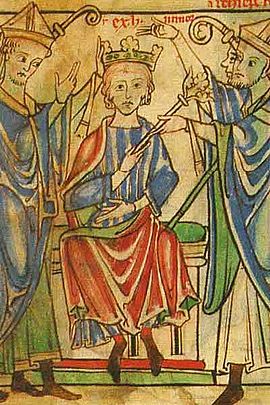 Coronation of Henry the Young King - Becket Leaves (c.1220-1240), f. 3r - BL Loan MS 88-2