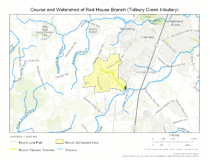 Course and Watershed of Red House Branch (Tidbury Creek tributary)