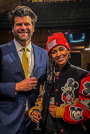 Gareth Owen & Alicia Keys at the first preview of Hells Kitchen Broadway
