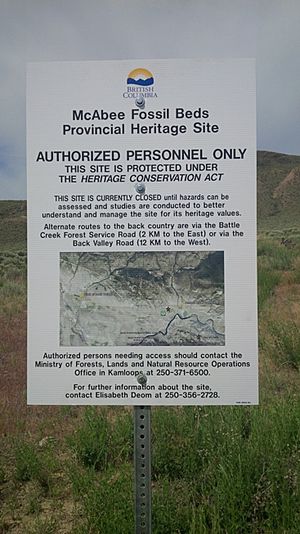 Heritage sign at McAbee Fossil Beds