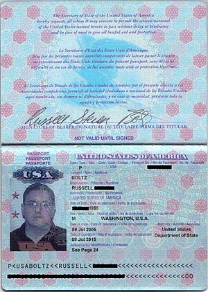 Interior of US Passport